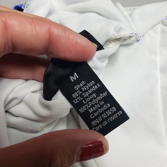 3/$15 apt 9 blue, purple striped tankini bathing suit top women's size medium - Picture 9 of 10